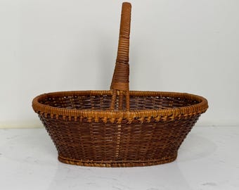 ヴィンテージ ウィッカー オーバル バスケット ハンドル付き - Etsy 日本