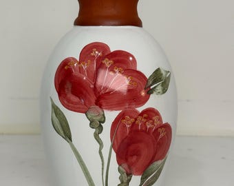 Jarrón vintage de cerámica pintada a mano de Emerson Creek Pottery