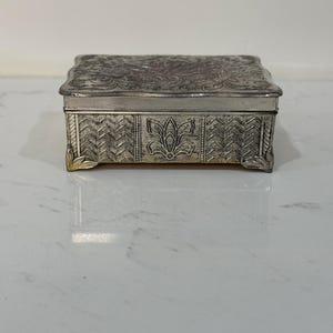 Vintage Metal Etched Footed Box