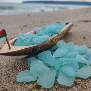 Seafoam Craft Vetro marino sfuso, lotto da 50-100 pezzi, 1/2" - 1" Vetro marino azzurro autentico