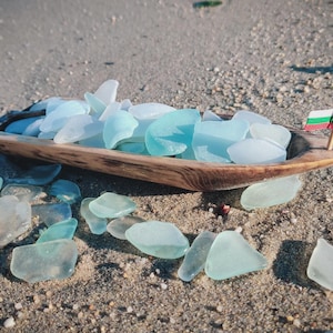 Vetro di mare autentico di grandi dimensioni: bianco, blu e blu, lotto all'ingrosso da 30 a 80 pezzi (da 1" a 1 2/3")