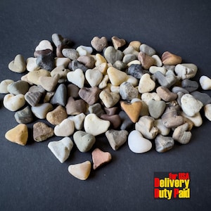 Genuine Small Heart Shaped Rocks Bulk 1/2&#39;&#39; - 1&#39;, Lot 15-35 Pieces, Heart Beach Stones