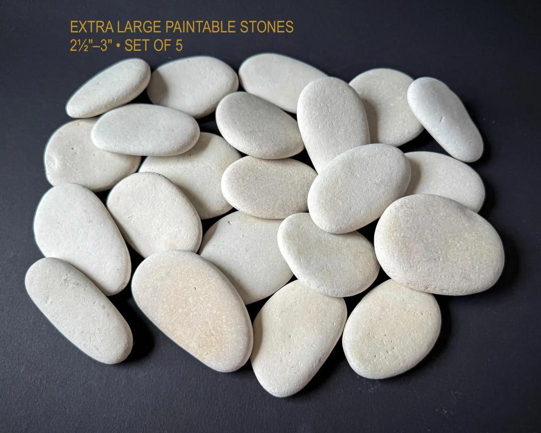 Extra Large Flat Paintable Stones – Set of 5 Smooth Beach Rocks 2 1/2 ...
