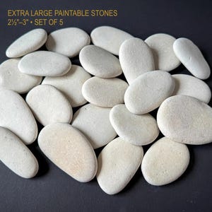 Extra Large Flat Paintable Stones – Set of 5 Smooth Beach Rocks 2 1/2"–3" for Painting, Name Stones, DIY Crafts, Tracked US Shipping, DDP