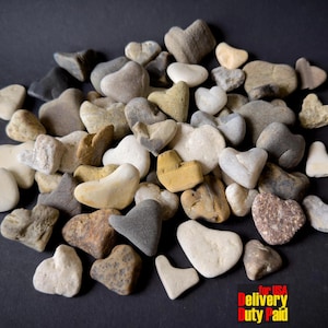 Genuine Heart Shaped Rocks Bulk 3/4&#39;&#39; - 1 1/2&#39;, Lot 8-24 Pieces, Heart Beach Stones
