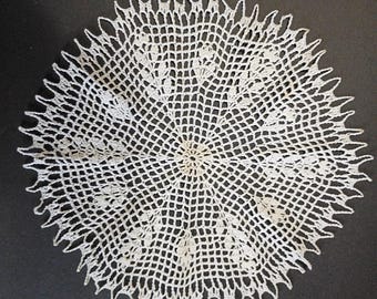 White Doily made in a Wheat Pattern from an early 20th Century Pattern.