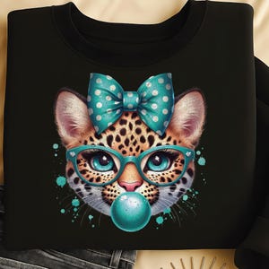 Jaguar with Glasses Bubblegum and Bow | Instant Download (DM for Custom)
