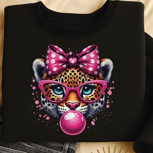 Jaguar with Glasses Bubblegum and Bow | Instant Download (DM for Custom)