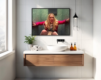 Weiße Küken Film Poster, Lustig Badezimmer Kunstdruck (Digitaler Download)