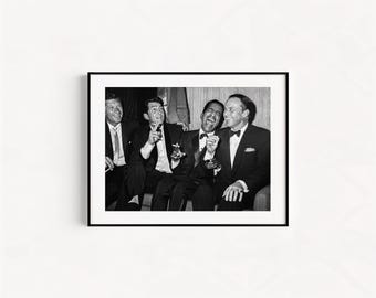 ラット・パックのポスター、ディーン・マーティン、サミー・デイヴィス・ジュニア、フランク・シナトラ、ヴィンテージ白黒プリントダウンロード