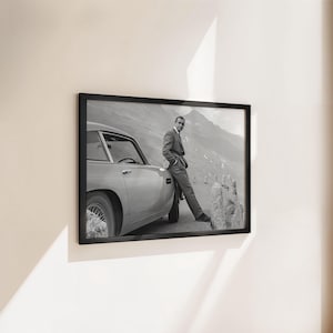 James Bond Poster, Sean Connery Print, Black and White, Vintage Wall Art, James Bond Print, 70s Decor, Classic Movie Poster, Retro Wall Art