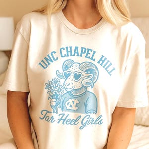Vintage UNC Rameses Tee, University of North Carolina Crop Shirt | Chapel Hill Tar Heel Girls Retro Top | Back-to-School College Style