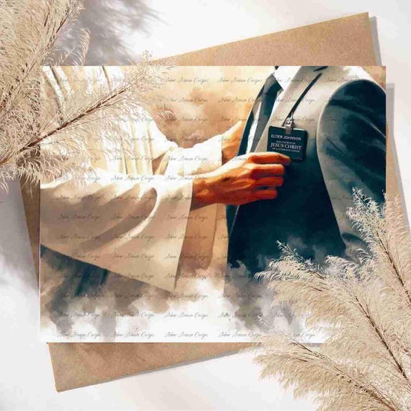 LDS Missionary Art Print: Jesus Christ & Elder Missionary, Farewell or Homecoming Gift