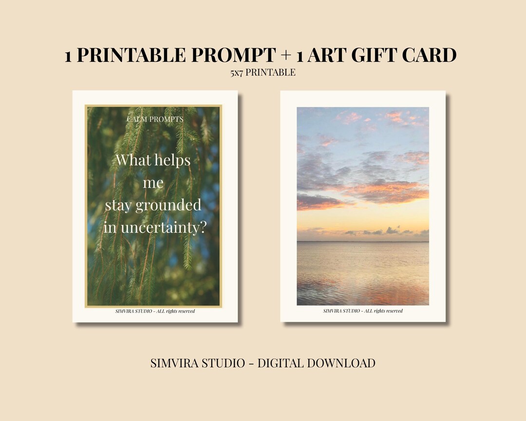 Calm Prompt Card Printable – Self Care Journal Prompt 5x7 | Forest ...