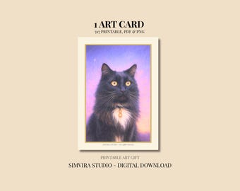 Lavender Cat Printable Art 5x7 – Dreamy Purple Animal Wall Decor, Cat Lover Gift (Instant Download)