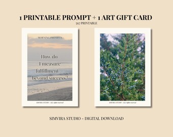 Morgen Reflection Prompt Karte | Druckbare Achtsamkeits-Frage | Selbsterkenntnis-Tagebuchkarte + Bonus Art (Digitaler Download)