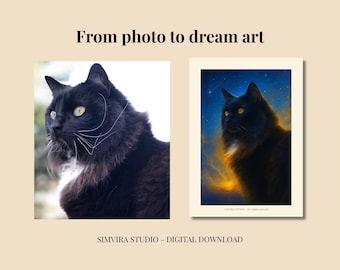 Custom Cat Portrait from Photo | Personalized Pet Art Gift | Digital Pet Portrait for Cat Lovers