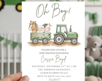 It's a Boy Tractor Baby Shower Invitation Farm Baby Shower Invite Country Baby Shower Invitation Template Boy Baby Shower Invite Baby Bundle