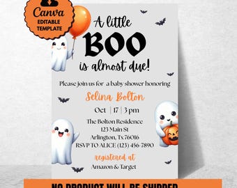 A Little Boo Baby Shower Invitation Halloween Baby Shower Invite Gender Neutral Baby Shower Printable Editable Baby Shower Invitation