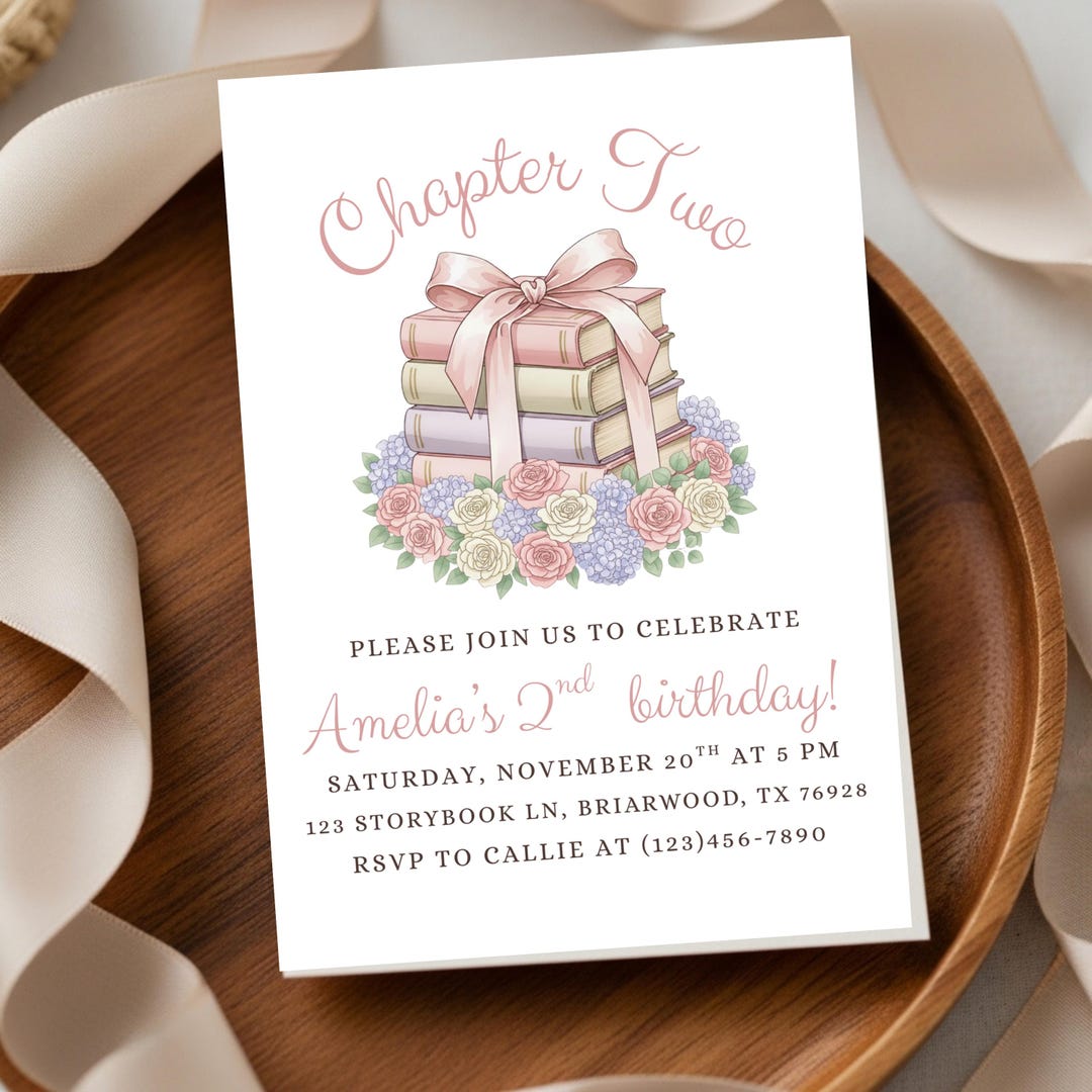 Chapter Two Storybook 2nd Birthday Party Invitation Chapter Birthday ...