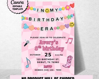 Girls Birthday Invite Era Birthday Invitation Girls Music Invite Birthday Era Party Invite Era Invitation Editable Template Digital Download