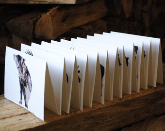 12 Woodland Animal Cards - Animal art, Rustic wall decor, Lodge, Cabin, Nursery art, Greeting cards