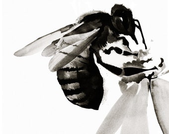 Bee Wall Art, Pollinators archival print of original charcoal drawing - Featured by West Elm