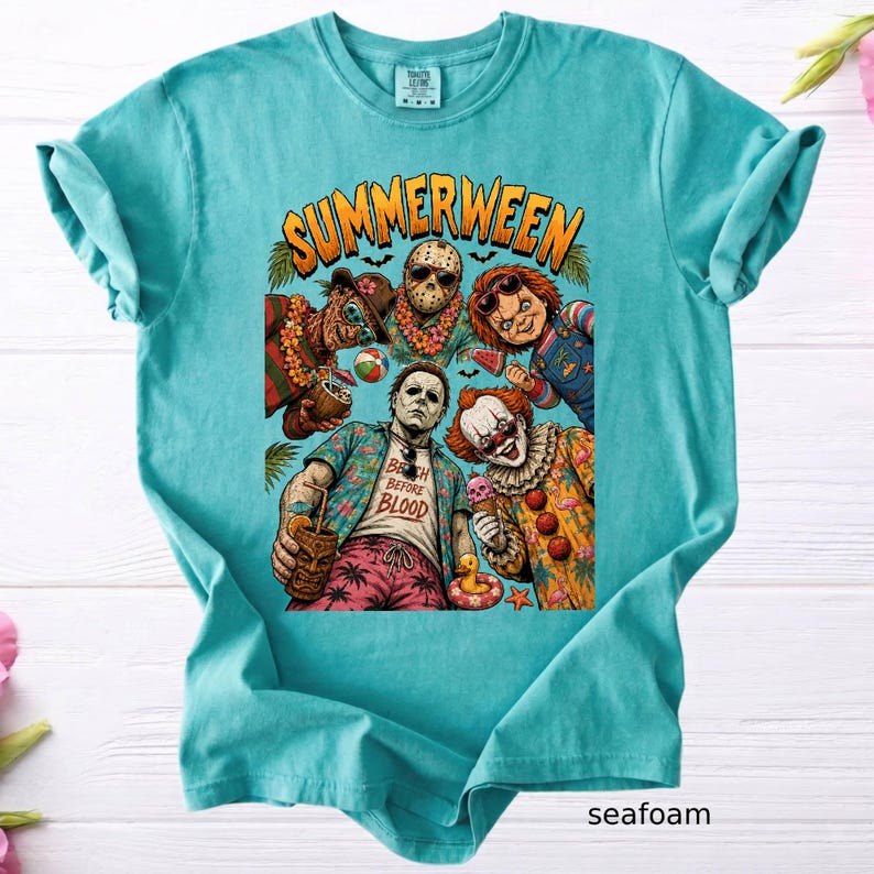 Comfort Colors Summerween Shirt, Hot Ghoul Summer Shirt, Vintage Horror Graphic Tshirt, Spooky Witch Beach Shirt,Summer Halloween Tee bild 10