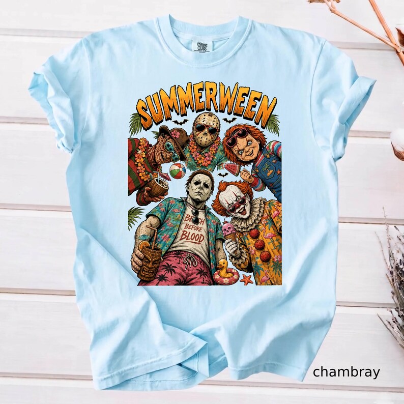 Comfort Colors Summerween Shirt, Hot Ghoul Summer Shirt, Vintage Horror Graphic Tshirt, Spooky Witch Beach Shirt,Summer Halloween Tee bild 11