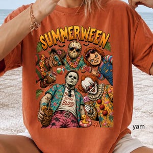 Comfort Colors Summerween Shirt, Hot Ghoul Summer Shirt, Vintage Horror Graphic Tshirt, Spooky Witch Beach Shirt,Summer Halloween Tee bild 1