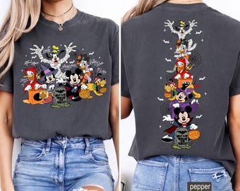Comfort Colors Mickey & Friends Signature Disney Halloween Two-Sided Shirt, Mickey's Not So Scary Halloween Party WDW Family Disneyland Trip