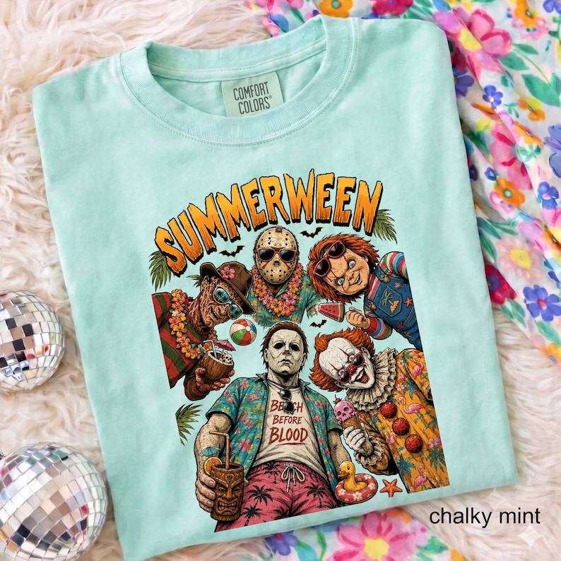 Comfort Colors Summerween Shirt, Hot Ghoul Summer Shirt, Vintage Horror Graphic Tshirt, Spooky Witch Beach Shirt,Summer Halloween Tee bild 17