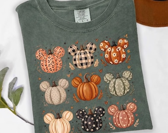 Comfort Colors Boho Pumpkin Disney Shirt, Mickey Cute Fall Pumpkin Tee, Autumn Thanksgiving T-Shirt, Cottagecore Harvest Tis The Season