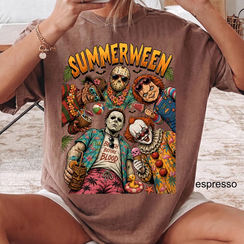 Comfort Colors Summerween Shirt, Hot Ghoul Summer Shirt, Vintage Horror Graphic Tshirt, Spooky Witch Beach Shirt,Summer Halloween Tee bild 3