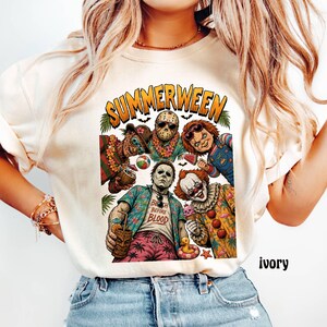 Comfort Colors Summerween Shirt, Hot Ghoul Summer Shirt, Vintage Horror Graphic Tshirt, Spooky Witch Beach Shirt,Summer Halloween Tee bild 8