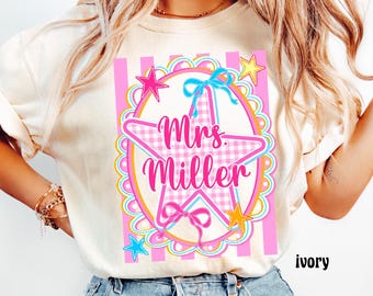 Comfort Colors Custom Name Teacher Shirt, Personalized Teacher Gift, Back To School T-Shirt, First Day of School, Kindergarten