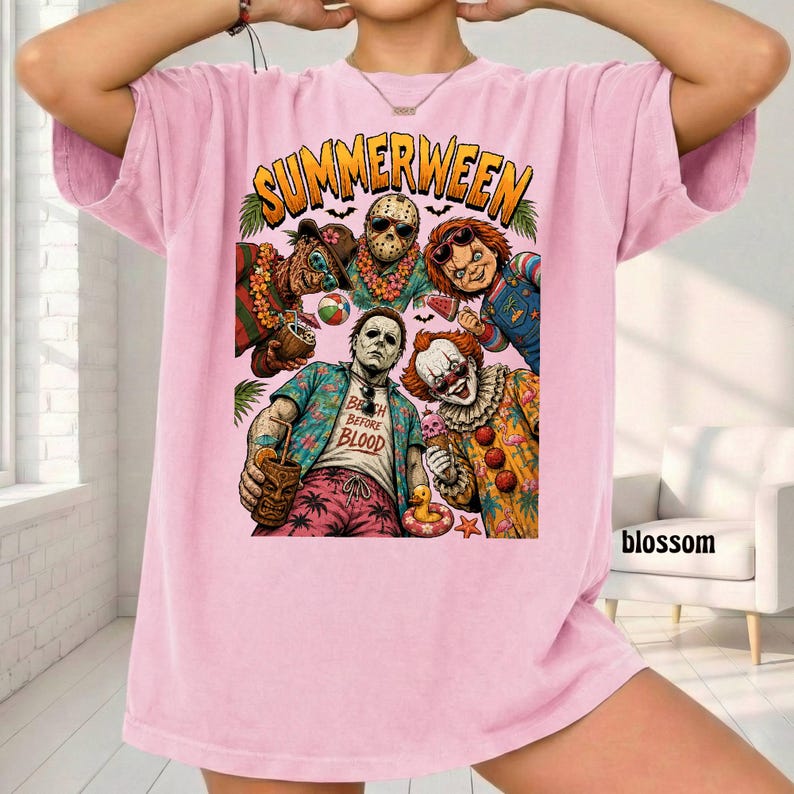 Comfort Colors Summerween Shirt, Hot Ghoul Summer Shirt, Vintage Horror Graphic Tshirt, Spooky Witch Beach Shirt,Summer Halloween Tee bild 13