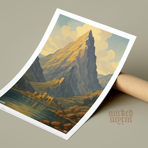 Erebor | The Lonely Mountain | Tolkien Inspired A3 Art Print | Fantasy Wall Decor for Middle-earth Fans | WickedWyrm | UK
