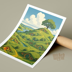 Tolkien inspired A3 Art Prints | Set of 6 | Hobbiton | Rivendell | Gollum’s Cave | Mirkwood Forest | Beorn’s Hall | Erebor | Wall Art