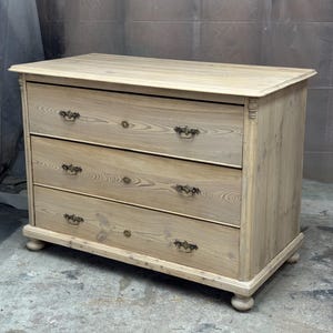 3 Drawer Restored Antique Pine Chest of Drawers | Solid Wood + Hand Cut Dovetails