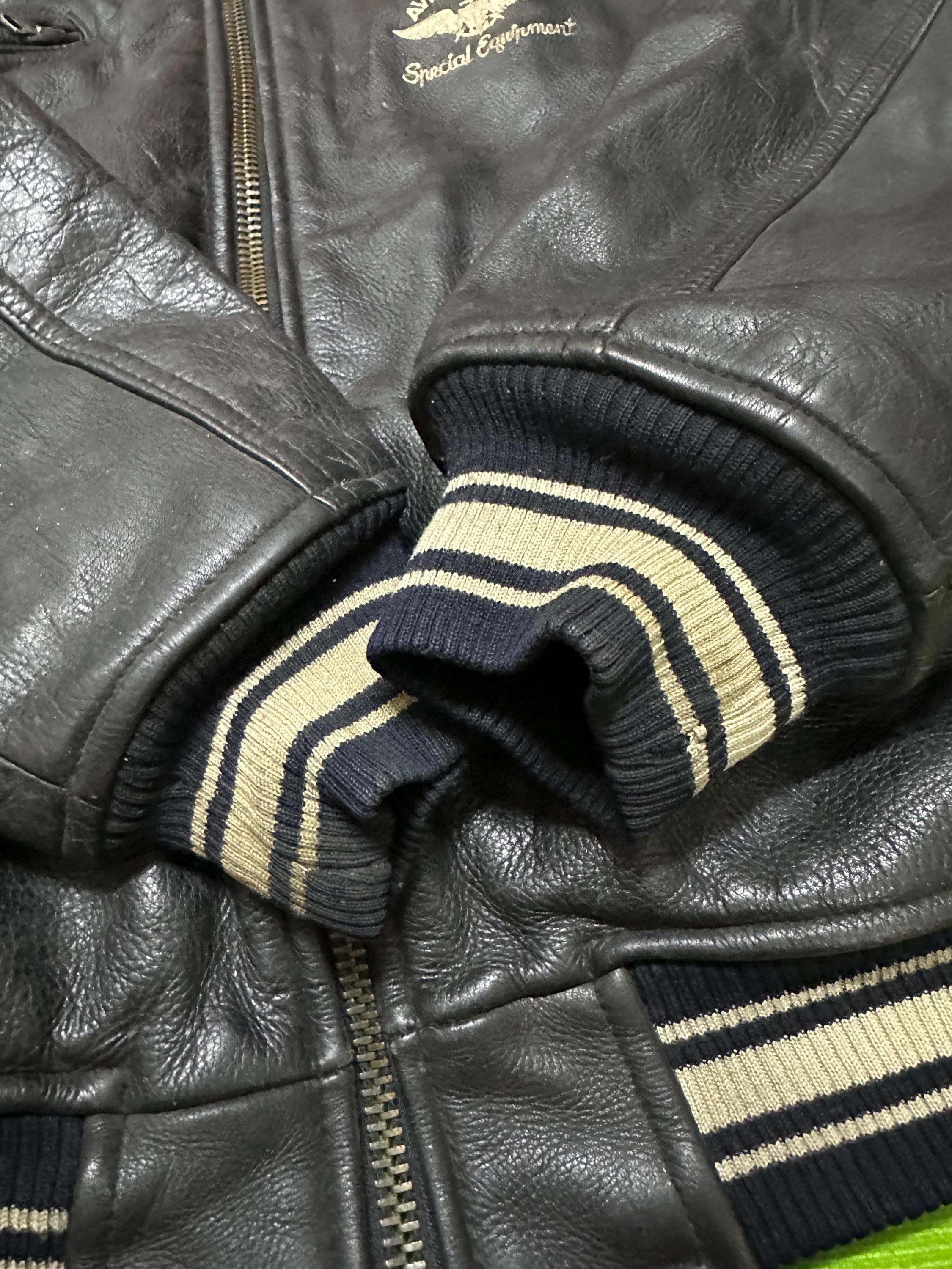 Avirex USA Leather Jacket Embroidery / Small Size - Etsy
