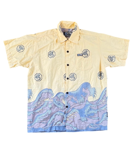 Quiksilver, Vtg 90s Quiksilver cotton hawai shirt dragon / L size