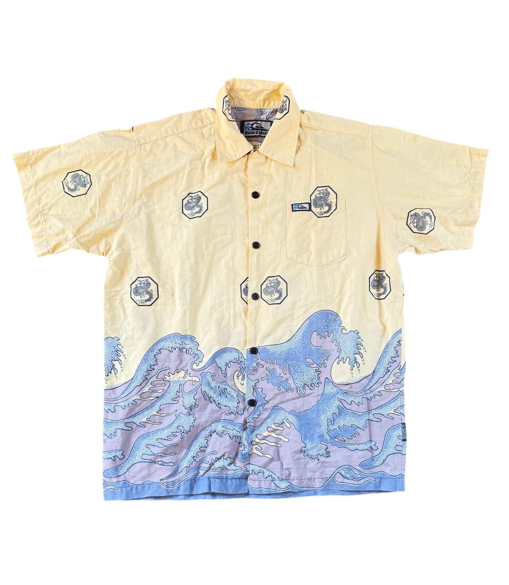 Quiksilver, Vtg 90s Quiksilver cotton hawai shirt dragon / L size