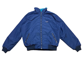 Vintage 90s 1990s Patagonia Green Bomber Jacket With Fleece Lining