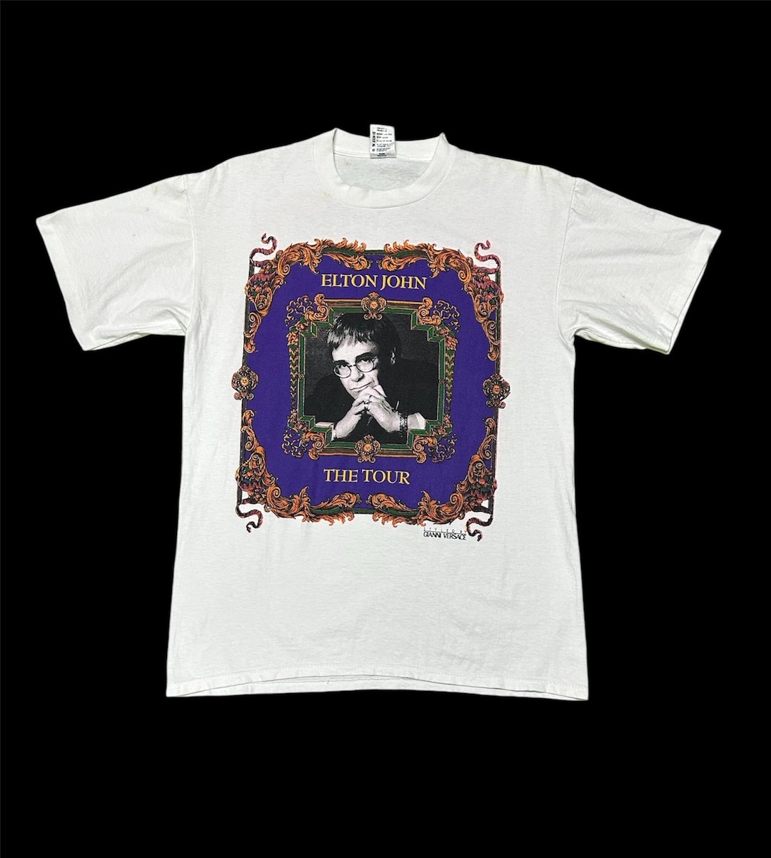 90's GIANNI VERSACE × ELTON JOHN ツアーTシャツ Vintage 90s Elton John Gianni Versace World Tour/ L Size / Made in