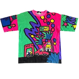 vtg 90s Kozmik pop art tee/ L size/ made in usa