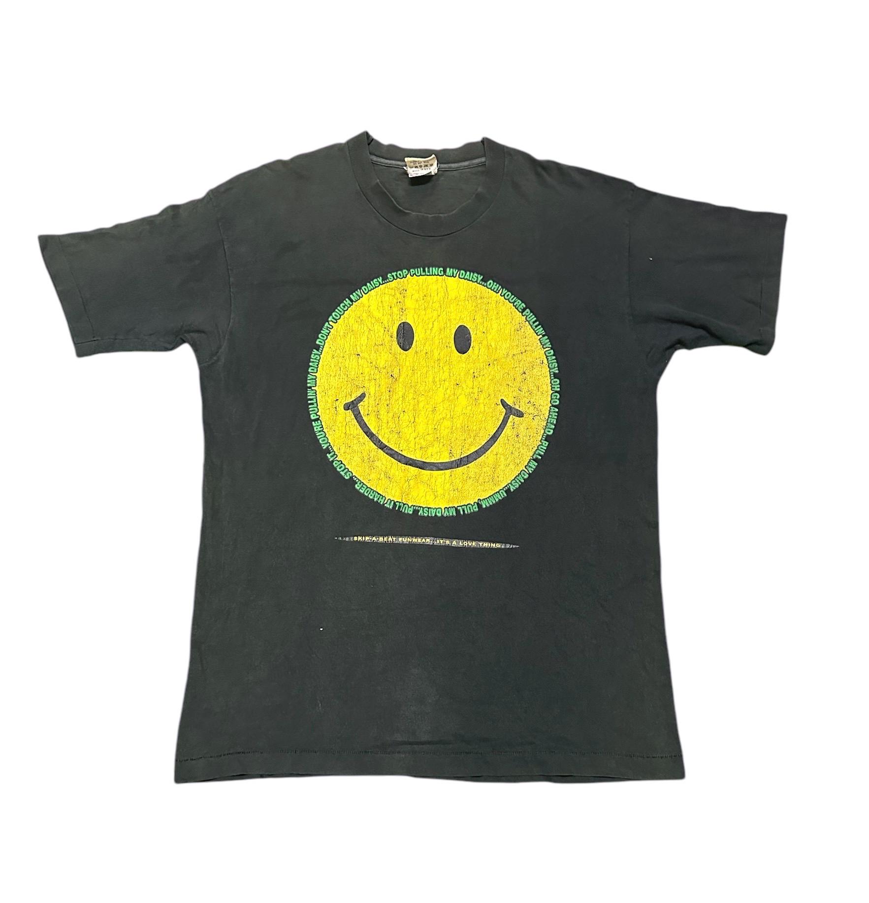 90年代ヴィンテージ スマイリーフェイスTシャツ：XL シングルステッチ