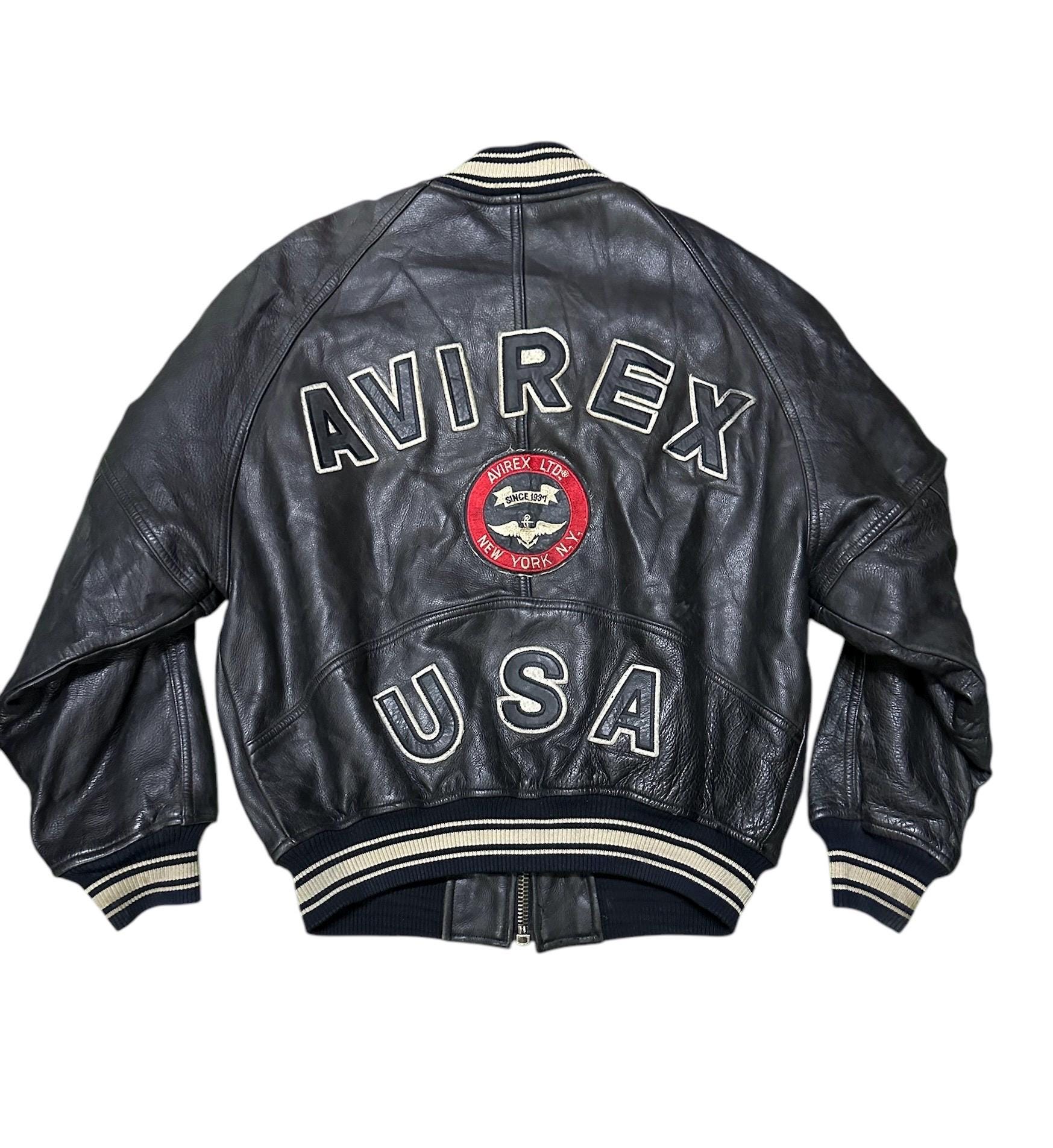 Avirex USA Leather Jacket Embroidery / Small Size - Etsy