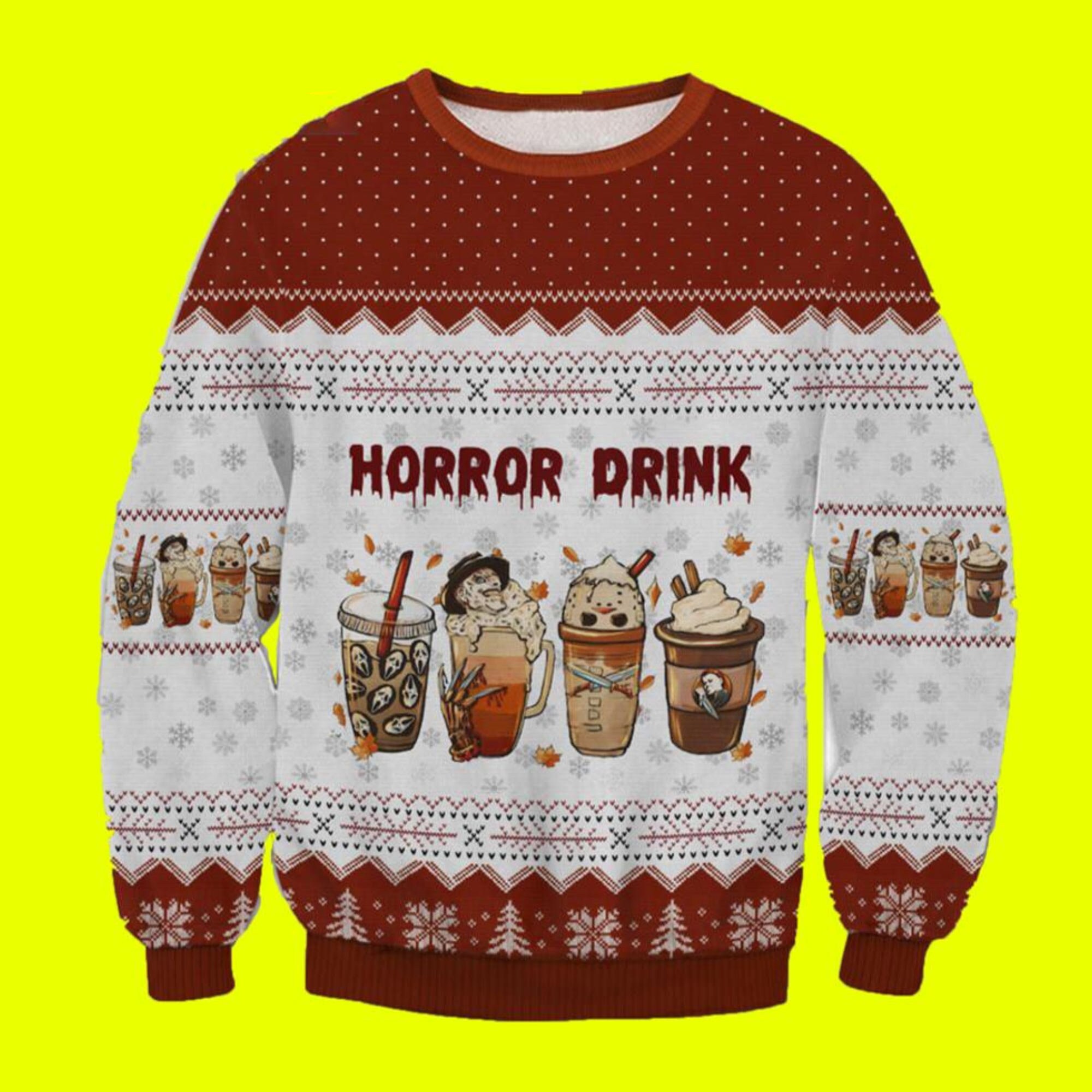 Discover Horror Drink Xmas Ugly Christmas Sweater