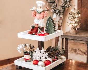Rustic Tiered Tray Decor Valentine Decor Holiday Decor Tier Etsy